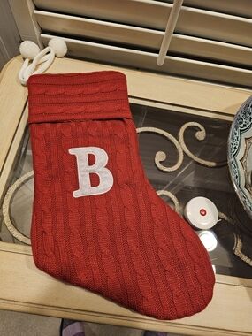 Monogrammed Red Knit Holiday Stocking - Letter B